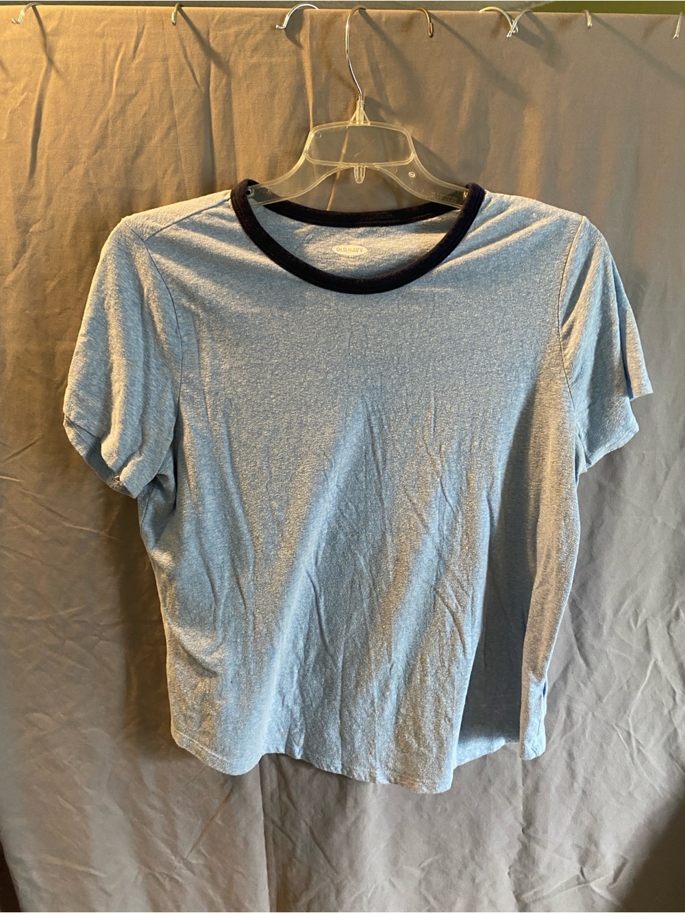 Old Navy Heather Light Blue Tee with Navy Trim